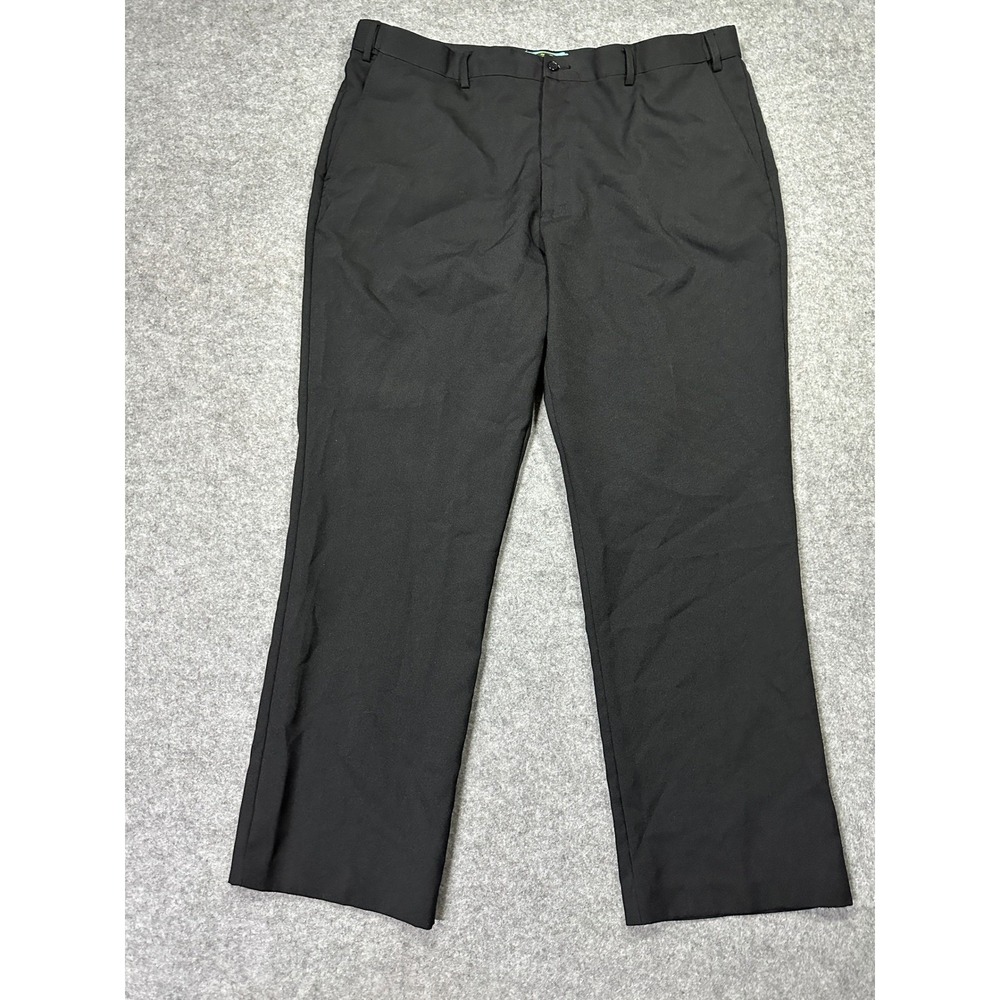 Haband Fit-Forever Mens Black Dress Pants Flat Front Trousers 42 L Style 01V
